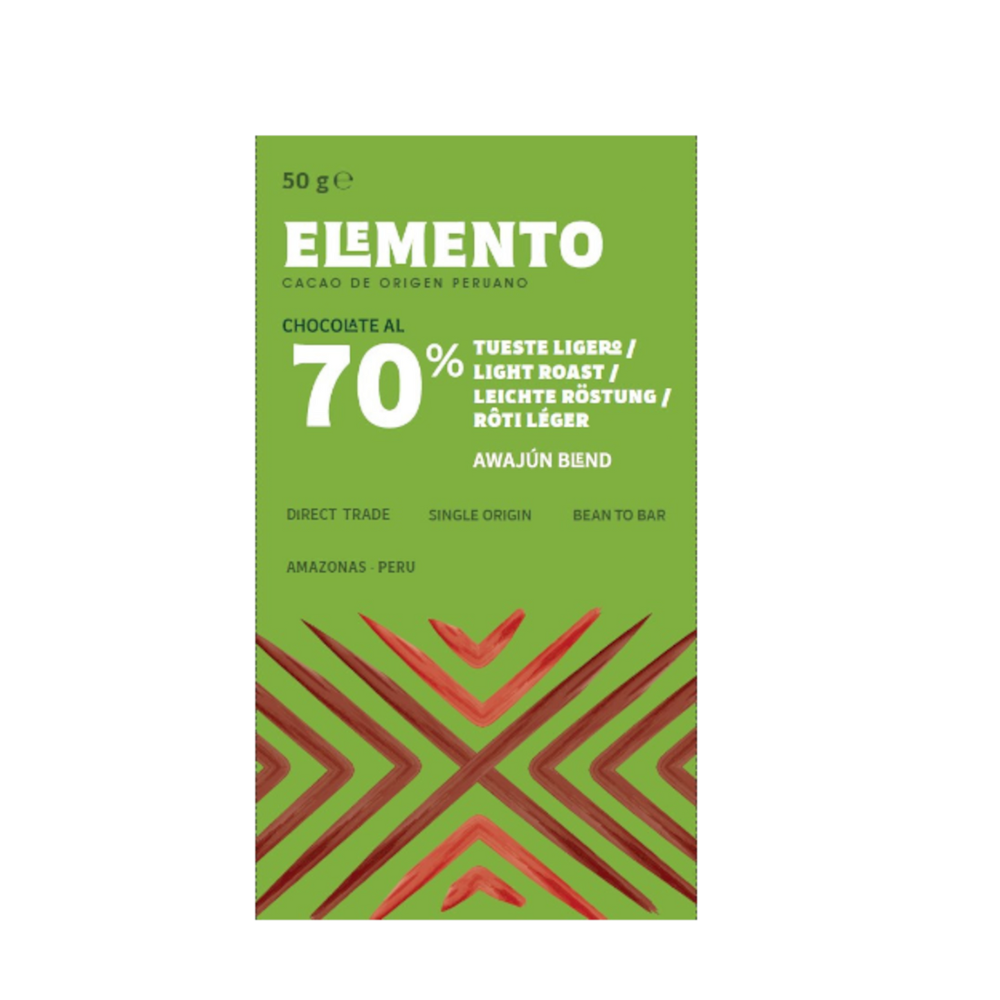 ELEMENTO | Schokolade leichte Röstung | 70% Kakao | Awajún | Peru