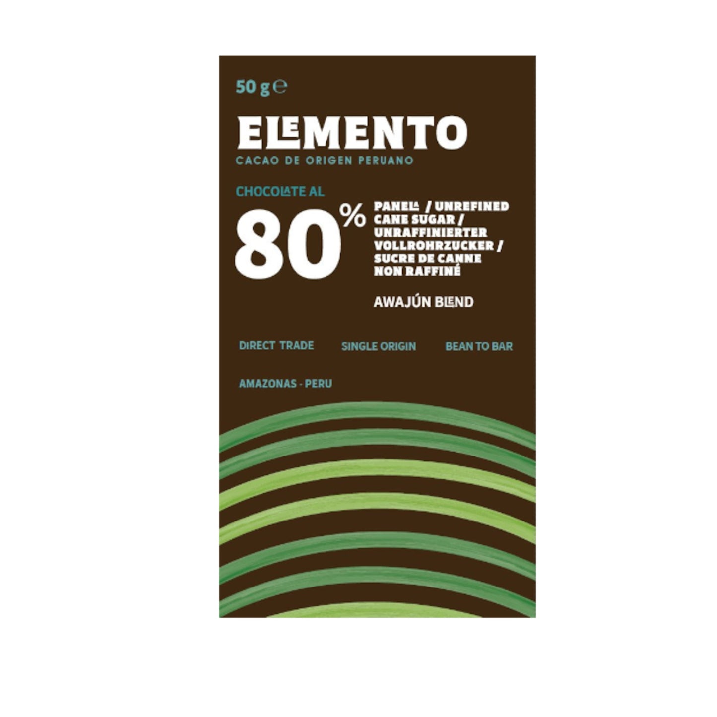 ELEMENTO, Schokolade mit Panela, 80% Kakao, Awajún, Peru