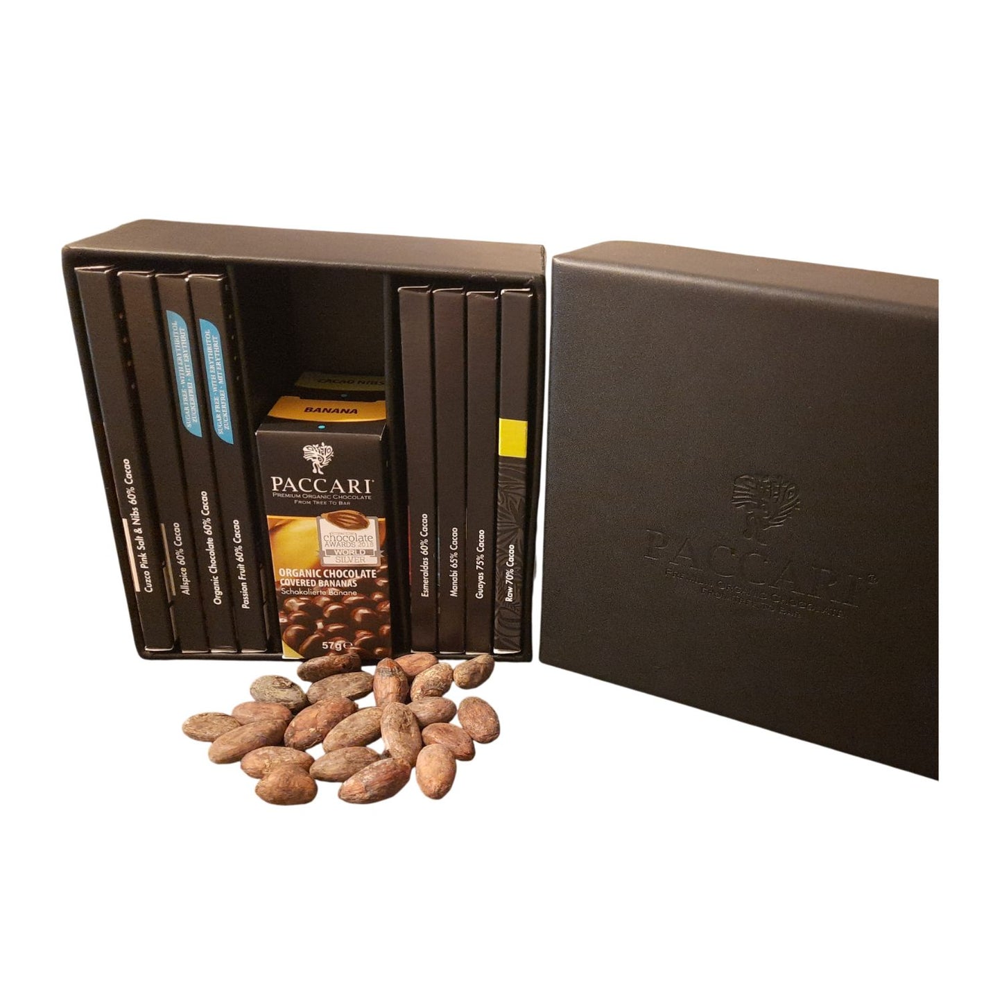 PACCARI | Bio Schokolade große Geschenkebox aus Leder | Ecuador | ab 60% Kakao
