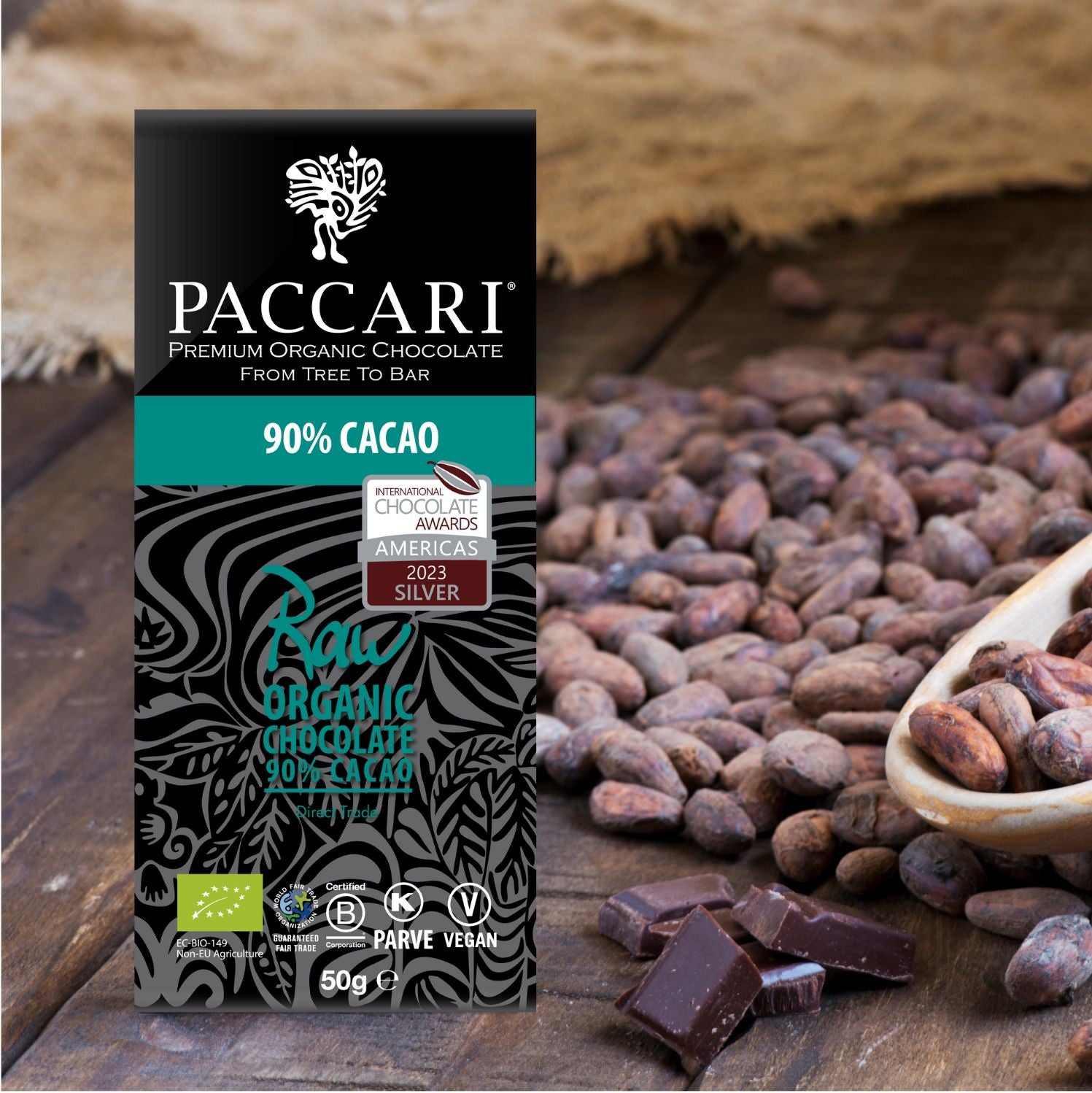 PACCARI | Rohe Bio Schokolade 90% | Ecuador