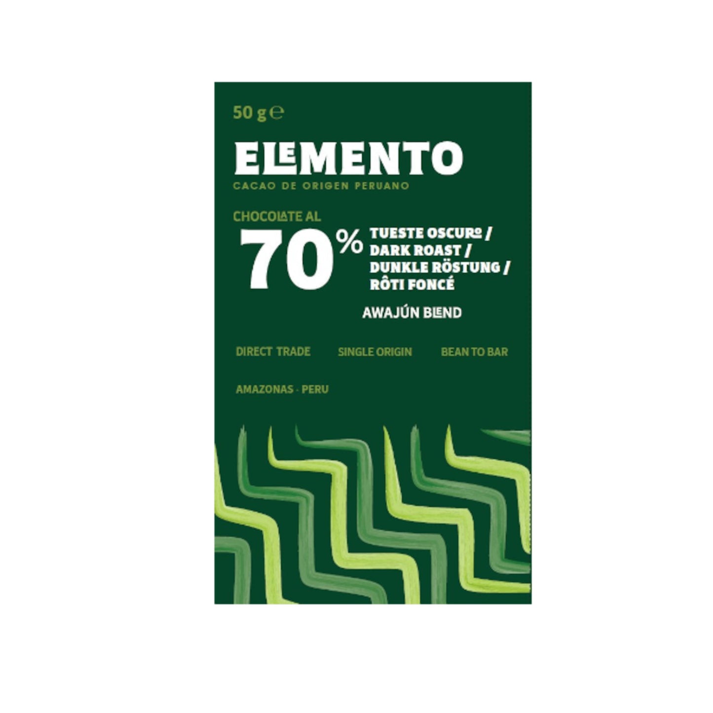 ELEMENTO, Schokolade, dunkle Röstung, 70% Kakao, Awajún, Peru