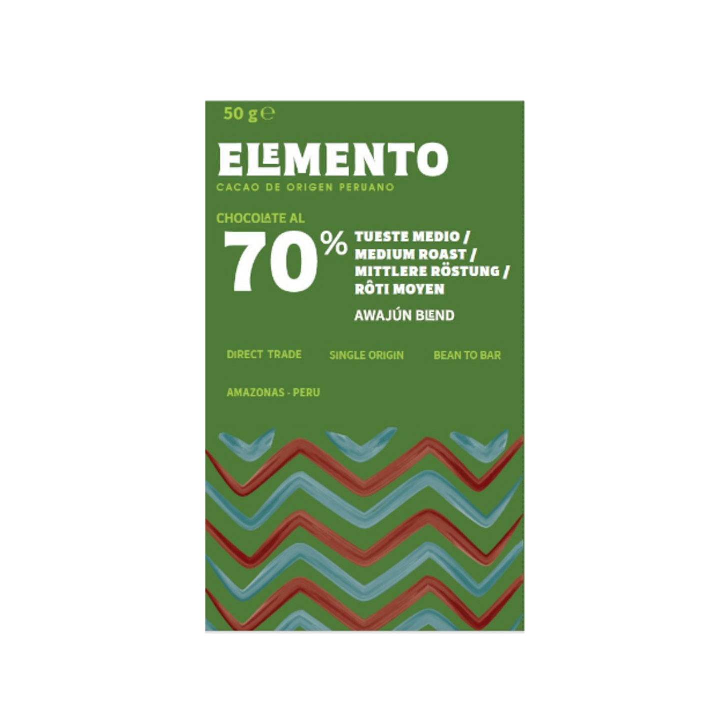 ELEMENTO | Schokolade mittlere Röstung | 70% Kakao | Awajún | Peru