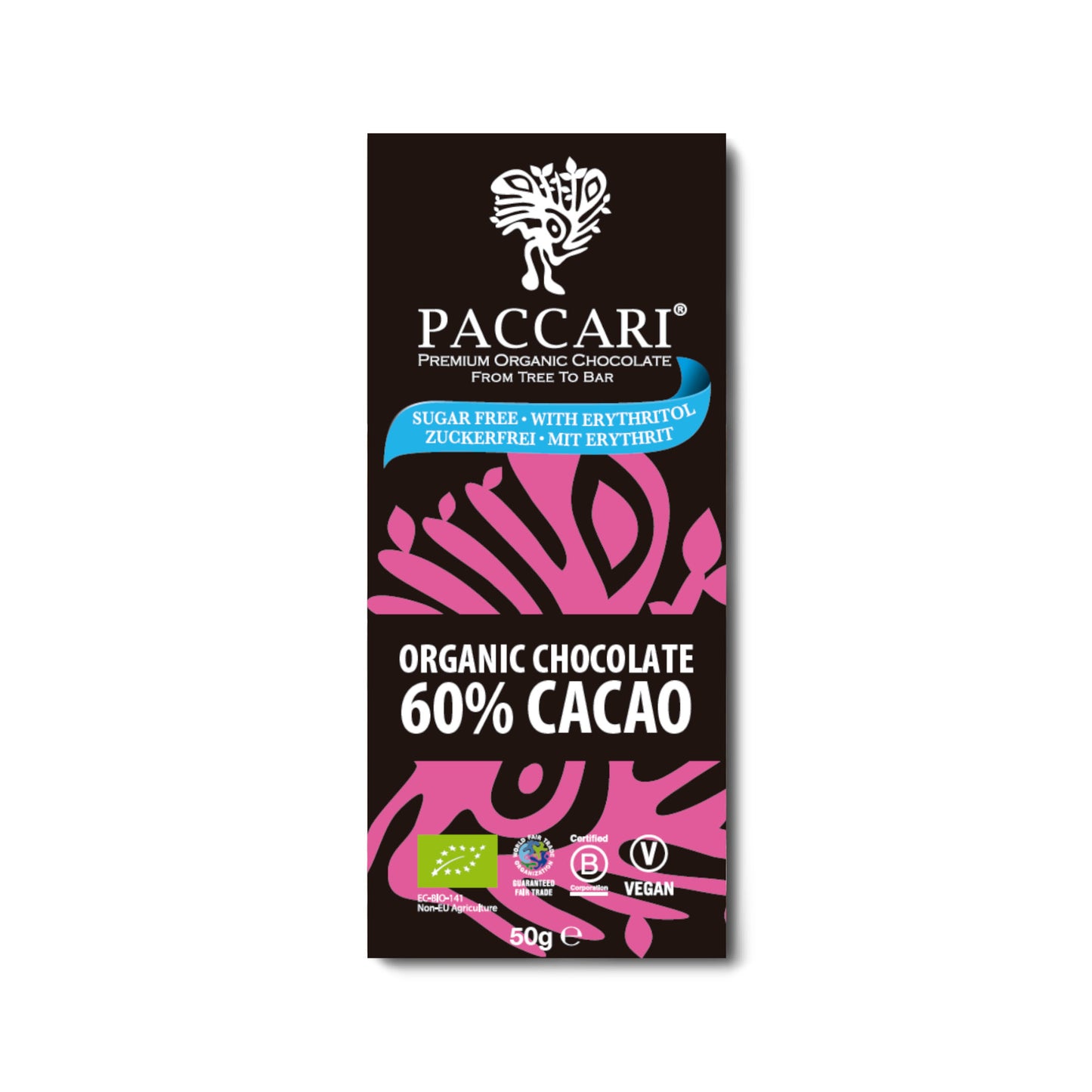 Paccari, Bio Schokolade, 60% Kakao, zuckerfrei, Ecuador