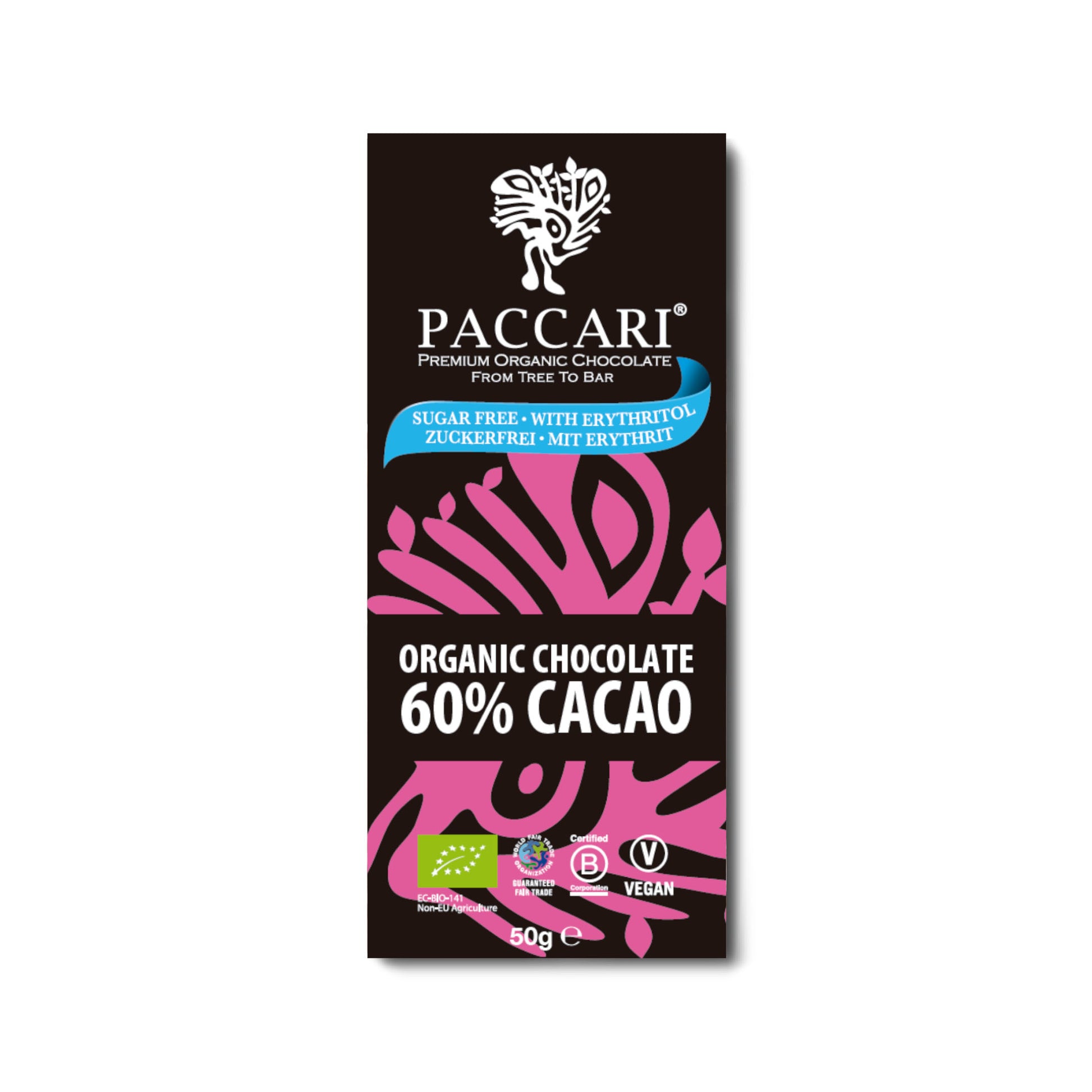 Paccari, Bio Schokolade, 60% Kakao, zuckerfrei, Ecuador