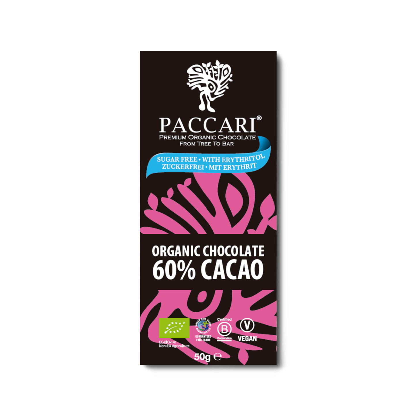 Paccari, Bio Schokolade, 60% Kakao, zuckerfrei, Ecuador