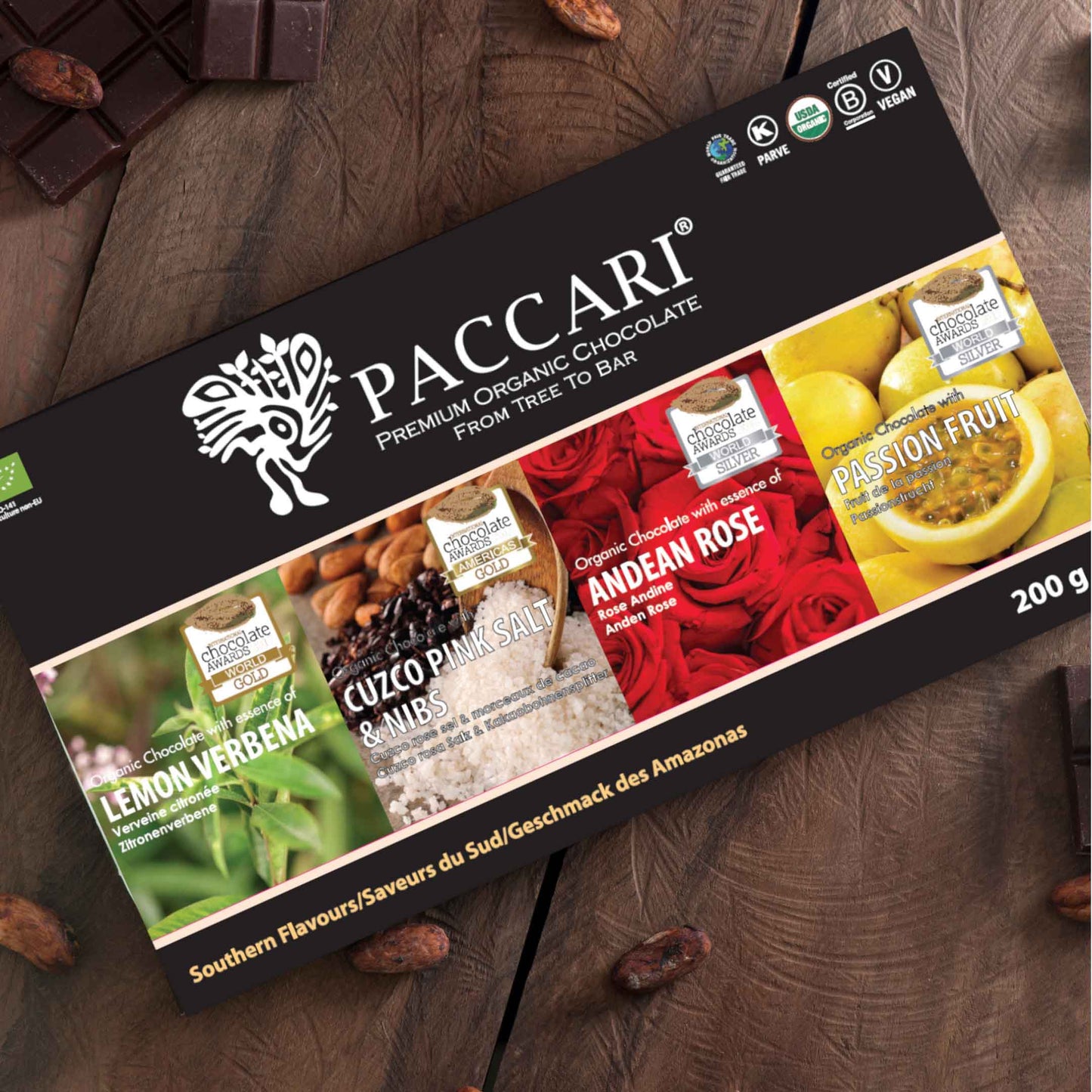 PACCARI, Bio Schokolade, Geschmack des Amazonas, Ecuador, 60% Kakao