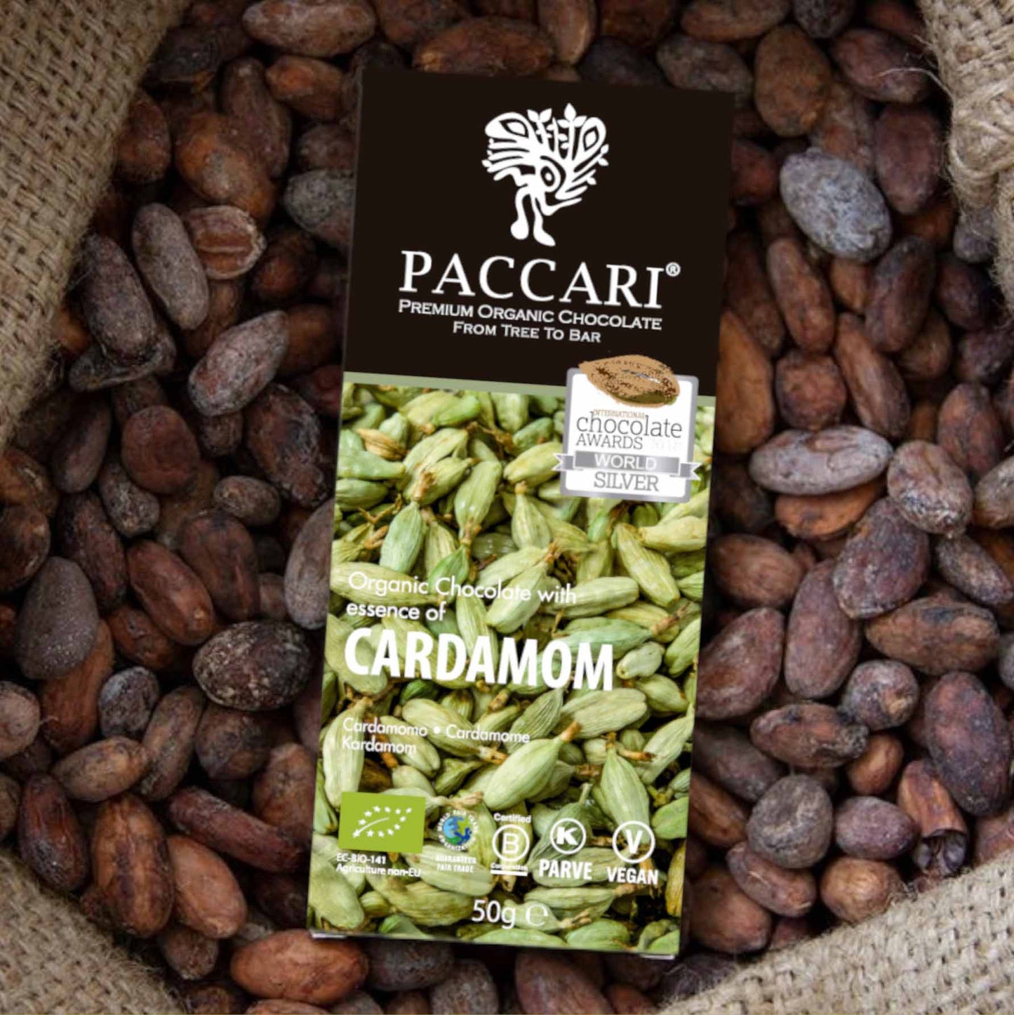 PACCARI, Bio Schokolade, Kardamom, Ecuador, 60% Kakao