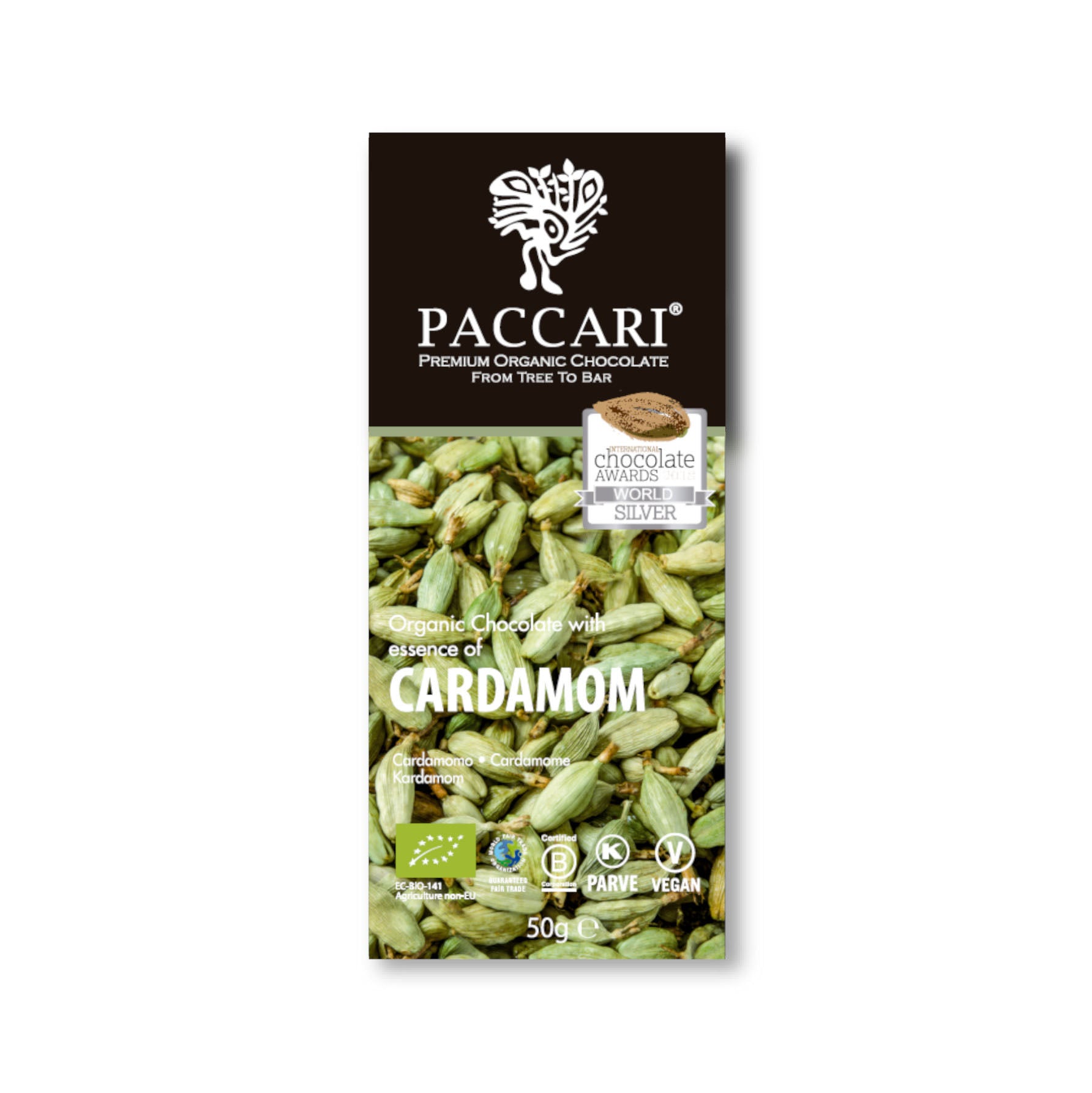 PACCARI, Bio Schokolade, Kardamom, Ecuador, 60% Kakao