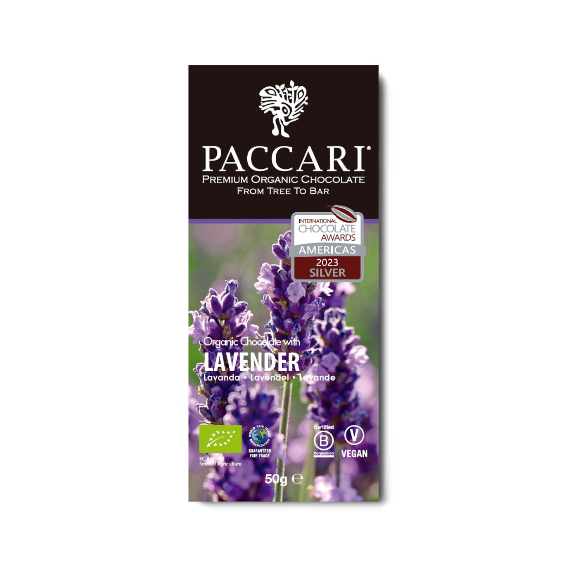 PACCARI, Bio Schokolade, Lavendel, Ecuador, 60% Kakao