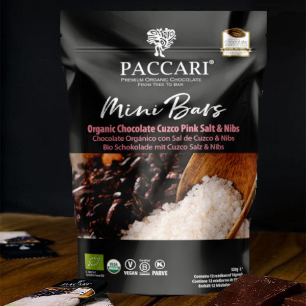 PACCARI | Bio Schokolade Minitafeln Salz & Nibs | Ecuador | 60% Kakao