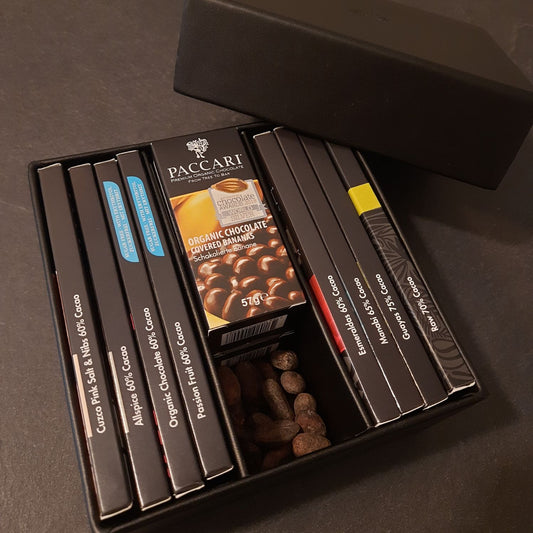 PACCARI | Bio Schokolade große Geschenkebox aus Leder | Ecuador | ab 60% Kakao